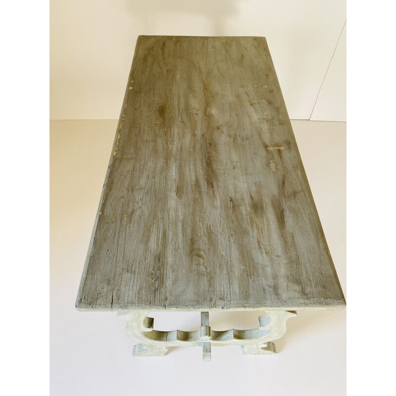 Vintage rustic grey dining table, 1950s