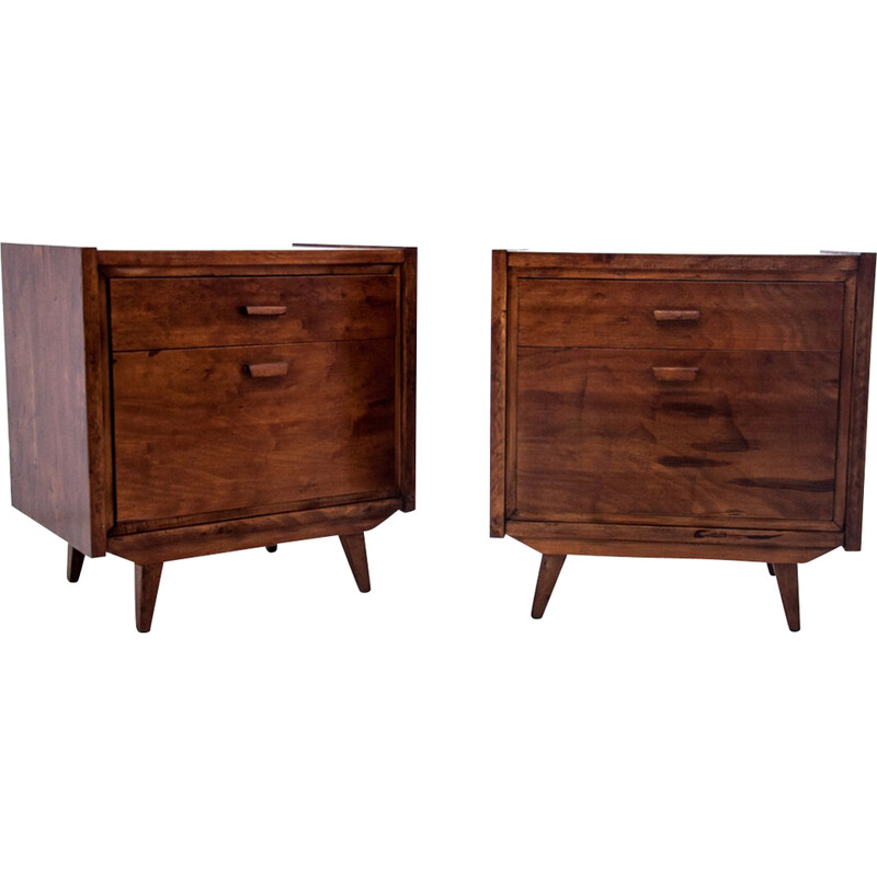 Pair of vintage Art Deco night stands, Poland 1950s