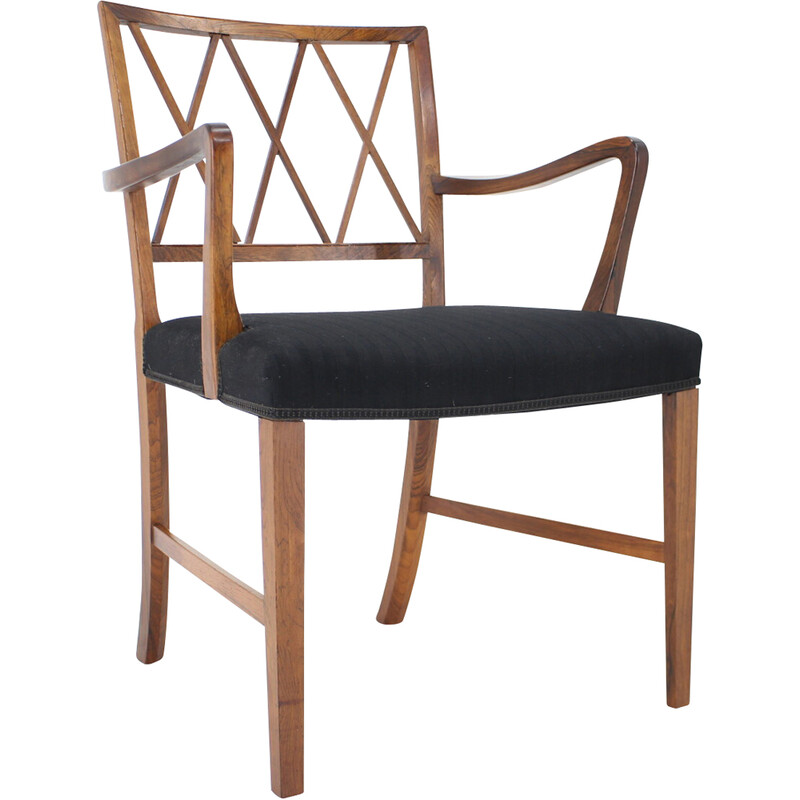 Vintage rozenhouten fauteuil van Ole Wanscher voor Aj Iverson Snedkermester, Denemarken 1960