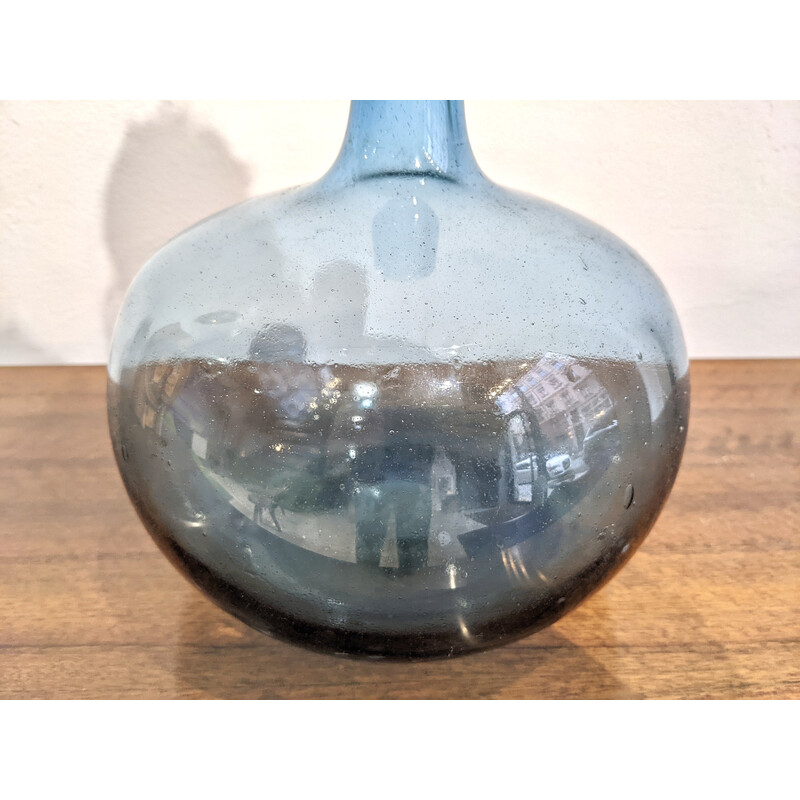 Vase vintage en verre bleu par Claude Morin, France 1960
