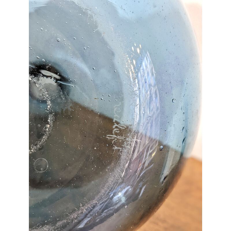 Vaso de vidro azul vintage de Claude Morin, França 1960
