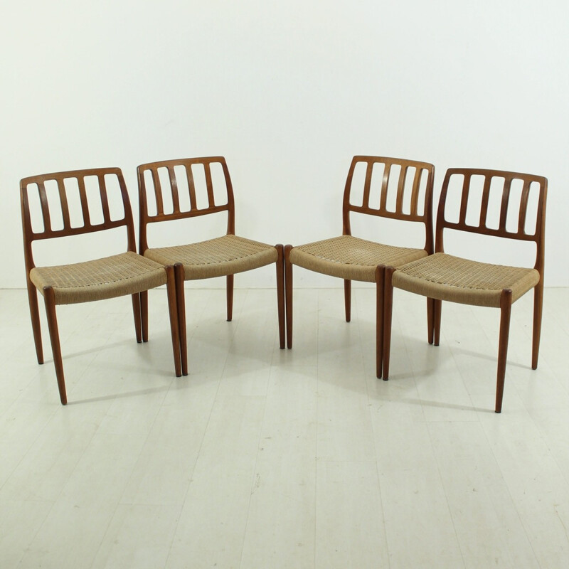 Set of 4 Model 83 Teak Dining Chairs by Nils O. Møller for J.L. Møllers - 1960s