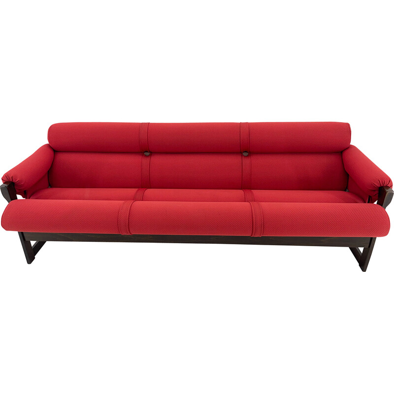 Mid-century red sofa bed, Czechoslovakia 1960s