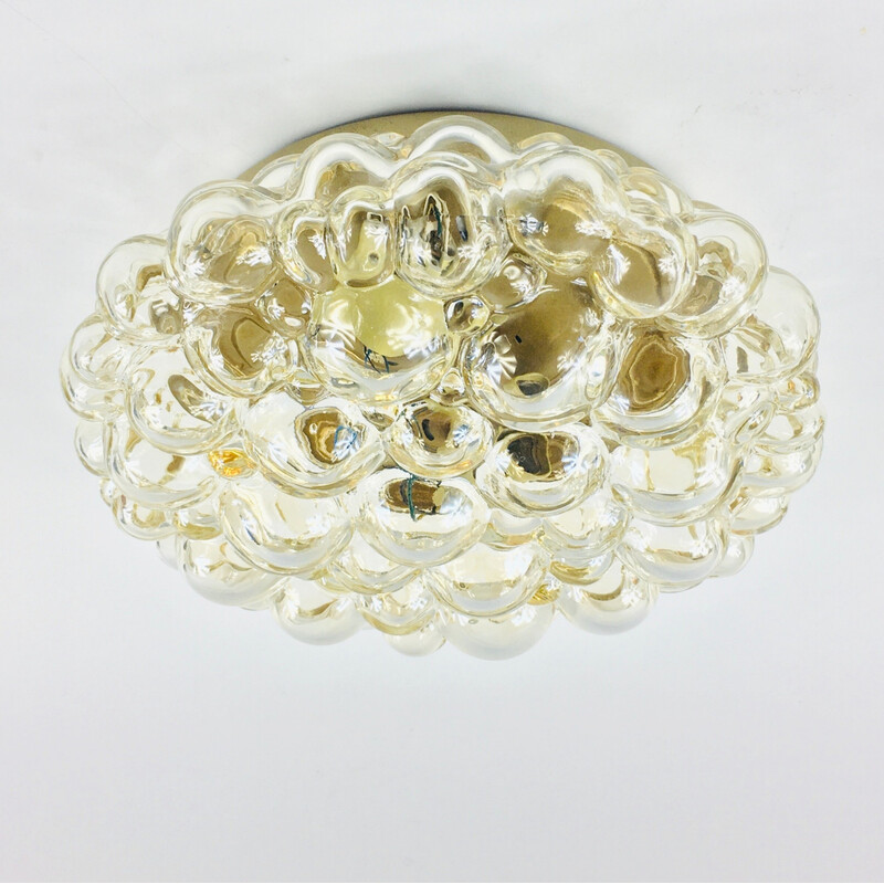 Vintage amber bubble glass ceiling lamp by Helena Tynell for Limburg, Germany 1970s