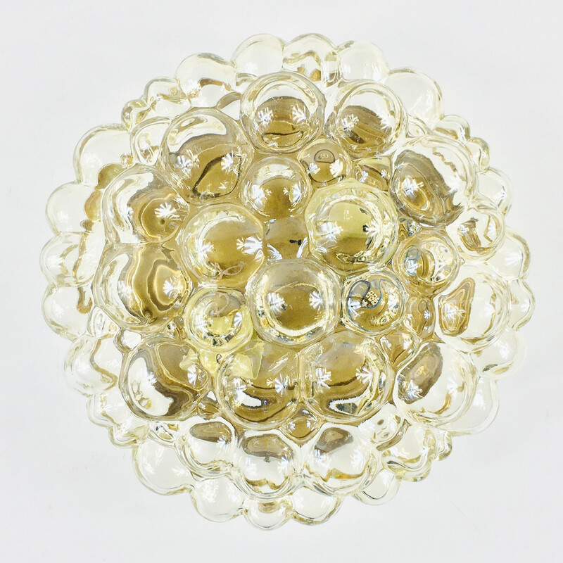 Vintage amber bubble glass ceiling lamp by Helena Tynell for Limburg, Germany 1970s