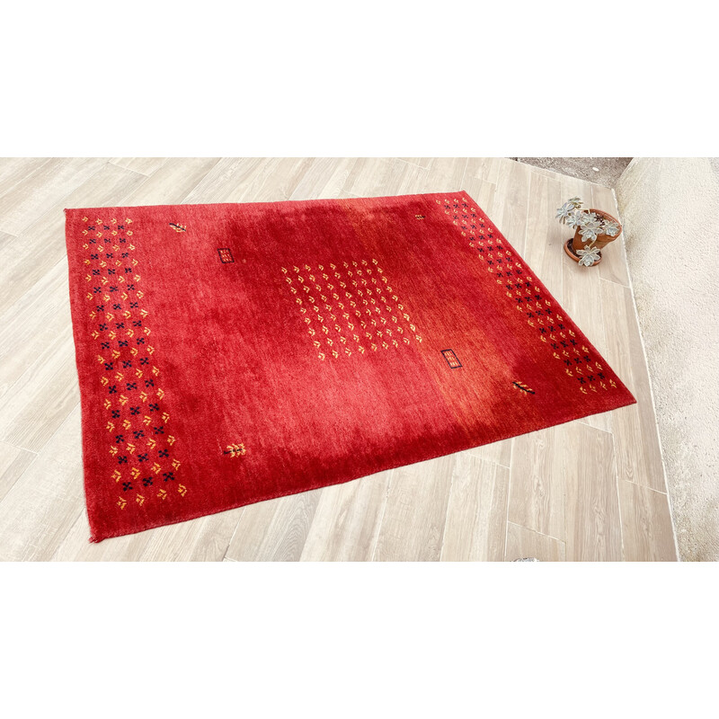 Indischer Vintage-Teppich Gabbeh aus Wolle, 1980-1990