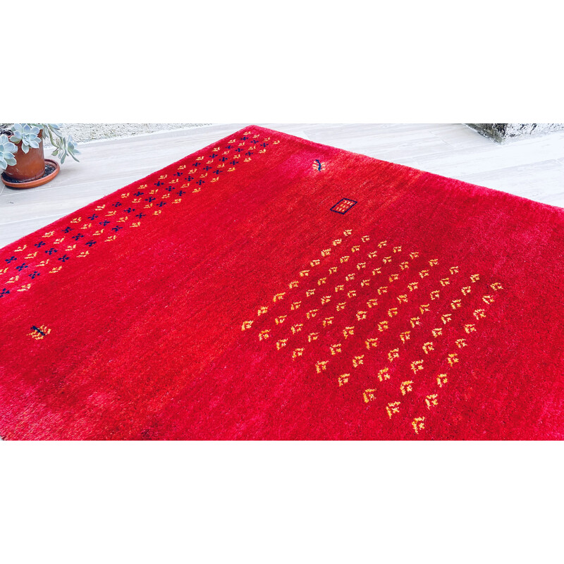 Vintage Indian woolen Gabbeh rug, 1980-1990