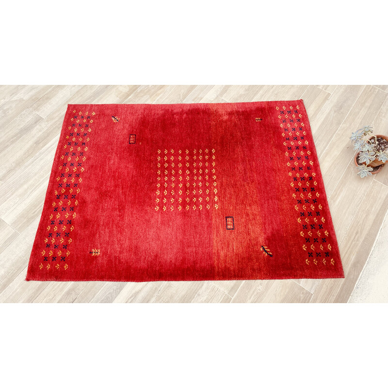 Vintage Indian woolen Gabbeh rug, 1980-1990