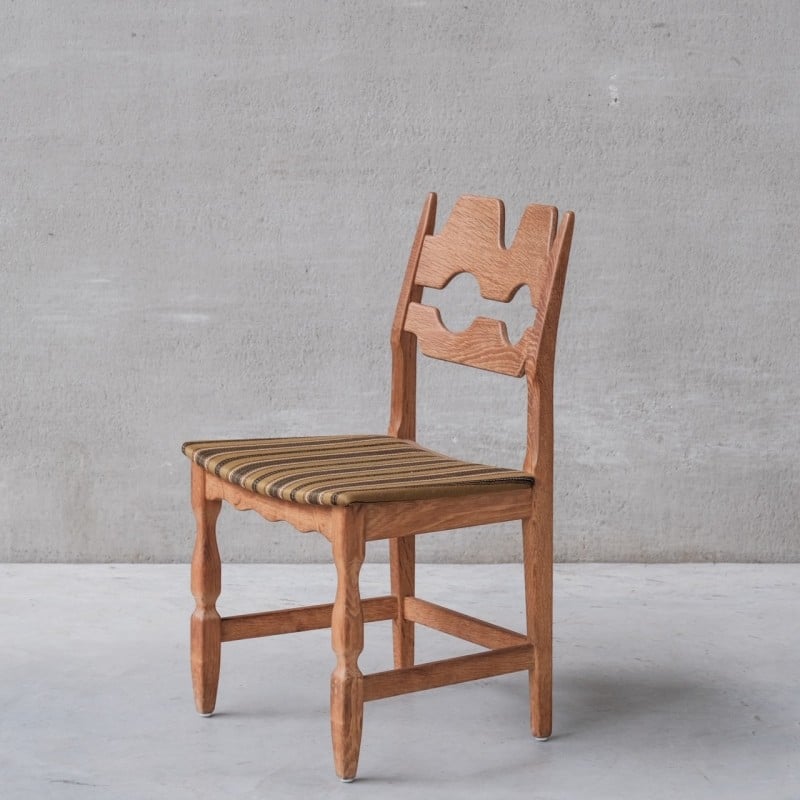 Juego de 6 sillas de comedor danesas vintage de madera de roble Razor, años 60