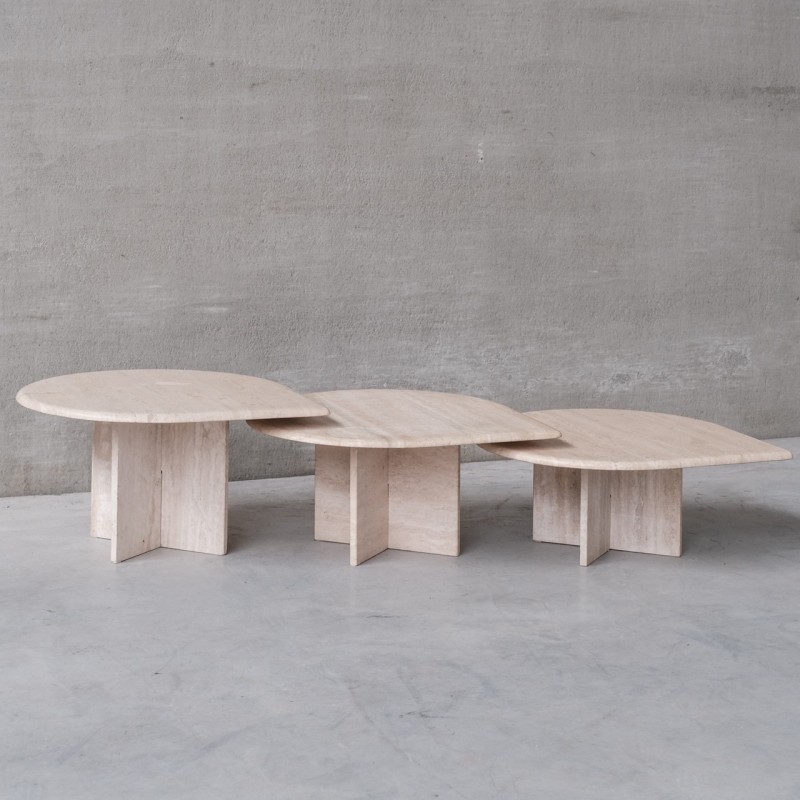 Mid-century travertine nesting tables, Germany 1970s