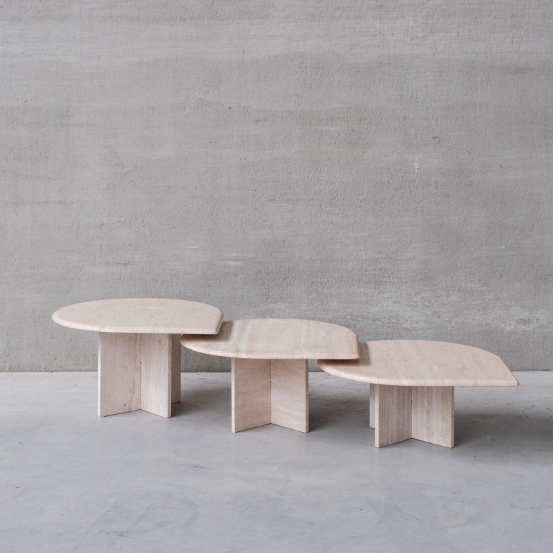 Mid-century travertine nesting tables, Germany 1970s