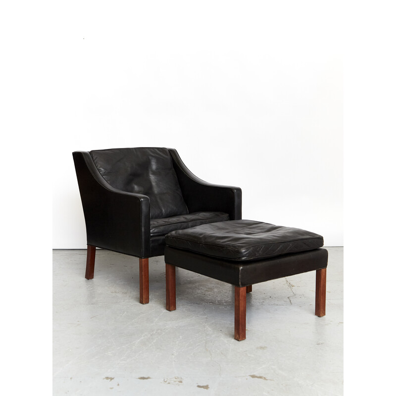 Vintage No. 2207 fauteuil en ottomane van Børge Mogensen voor Fredericia, jaren 1960