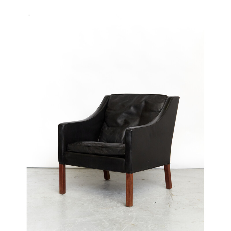 Vintage No. 2207 leather armchair by Børge Mogensen for Fredericia, 1960s