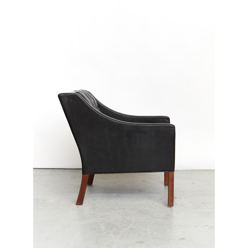 Vintage No. 2207 leather armchair by Børge Mogensen for Fredericia, 1960s