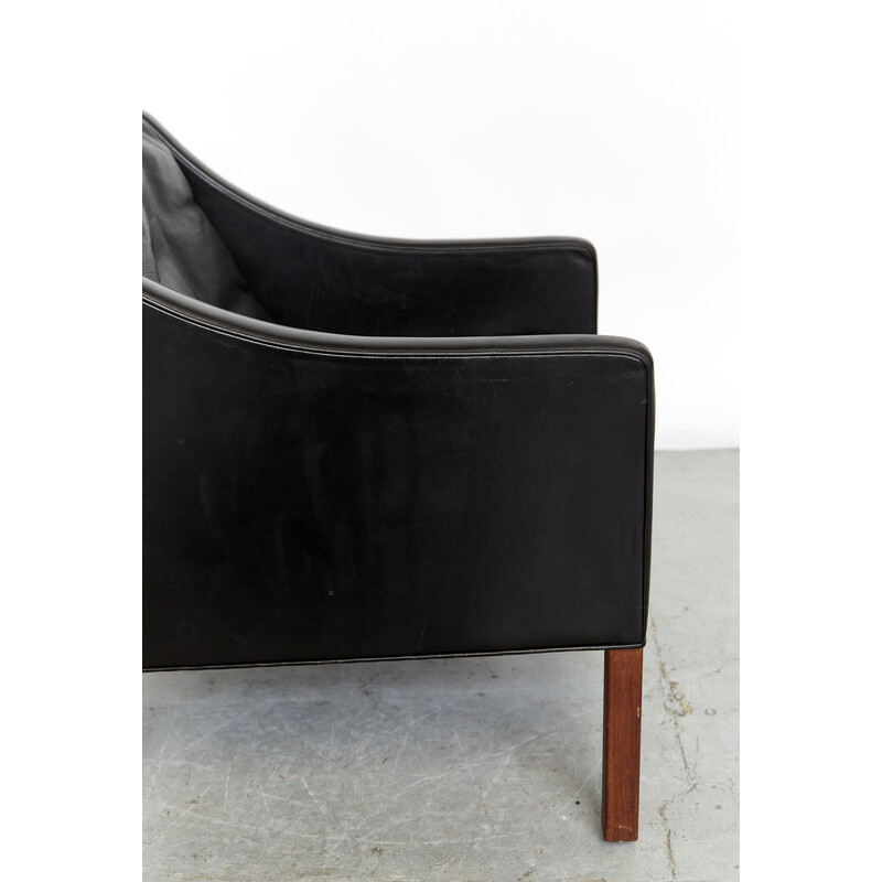 Vintage No. 2207 leather armchair by Børge Mogensen for Fredericia, 1960s