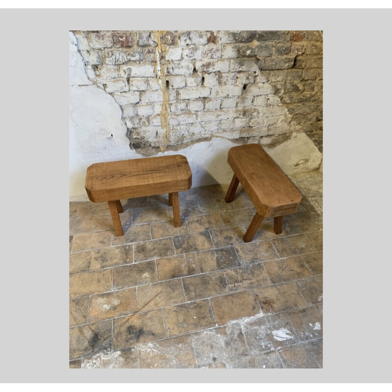 Pair of vintage stools in solid wood