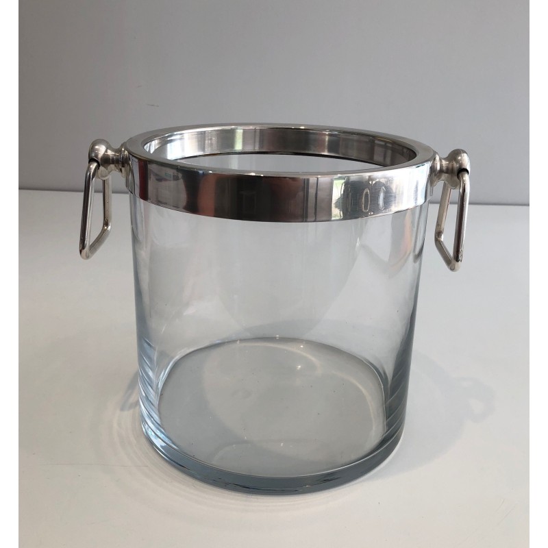 Vintage silver plated and glass champagne bucket, 1970s