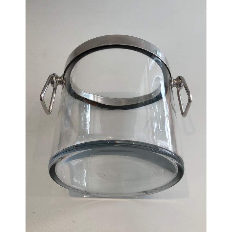 Vintage silver plated and glass champagne bucket, 1970s