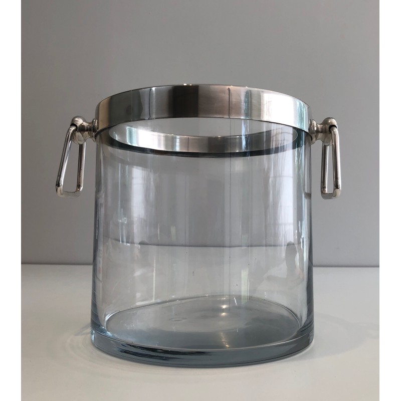 Vintage silver plated and glass champagne bucket, 1970s