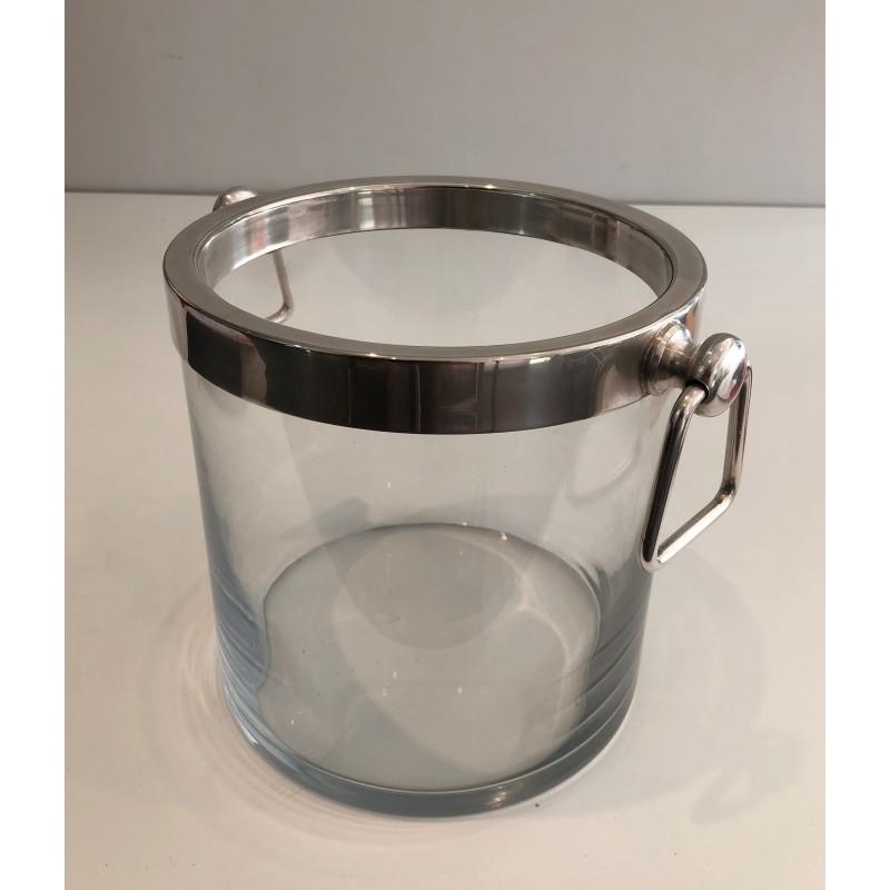 Vintage silver plated and glass champagne bucket, 1970s