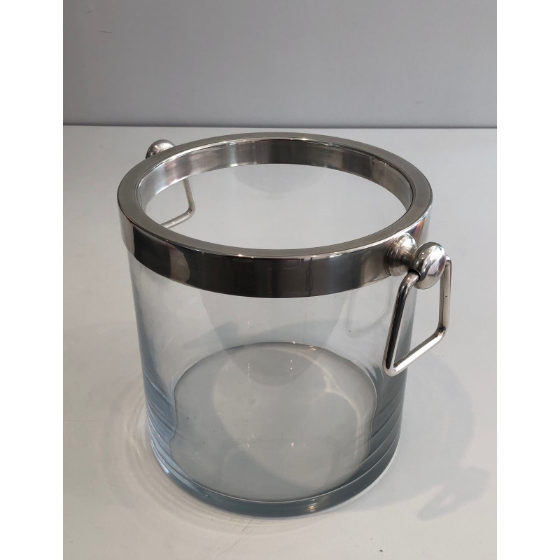 Vintage silver plated and glass champagne bucket, 1970s