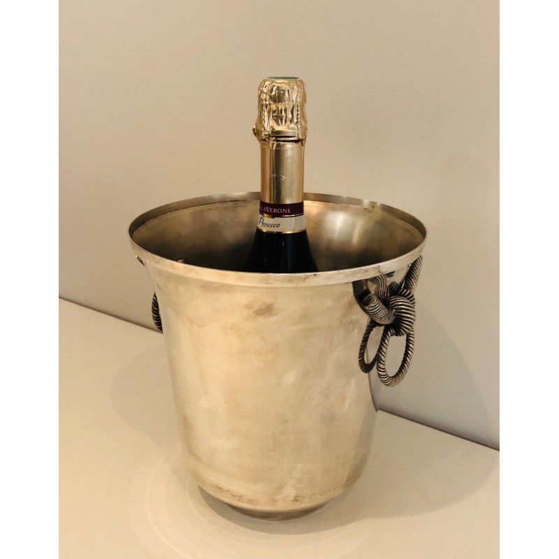 Seau à champagne vintage en métal argenté, 1900