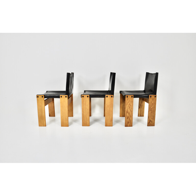 Set of 3 vintage Monk chairs by Afra and Tobia Scarpa for Molteni, 1970