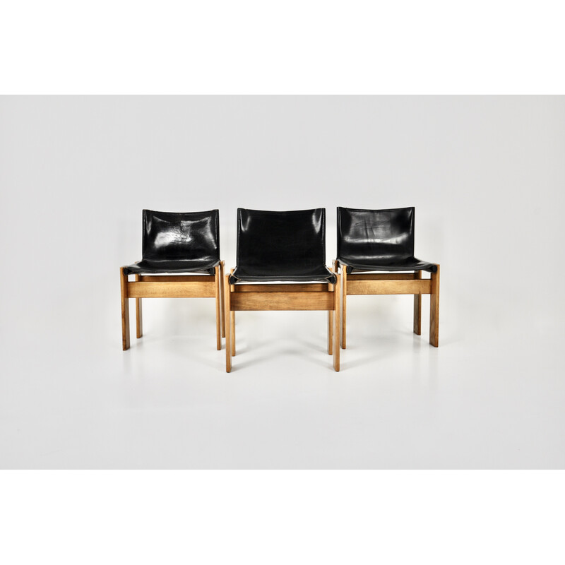 Set van 3 vintage Monk stoelen van Afra en Tobia Scarpa voor Molteni, 1970