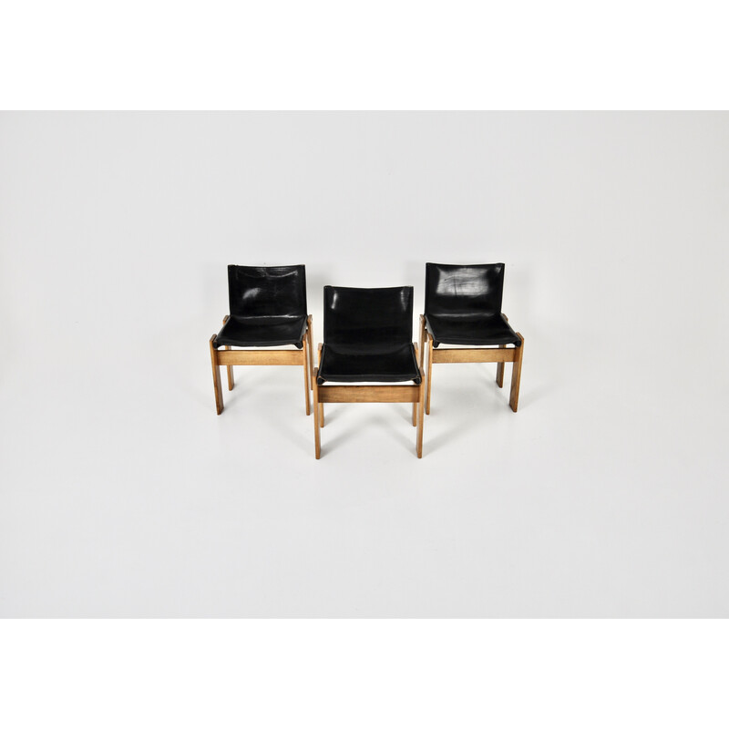 Set of 3 vintage Monk chairs by Afra and Tobia Scarpa for Molteni, 1970