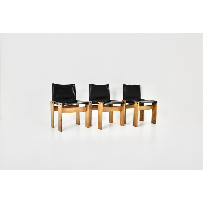 Set of 3 vintage Monk chairs by Afra and Tobia Scarpa for Molteni, 1970