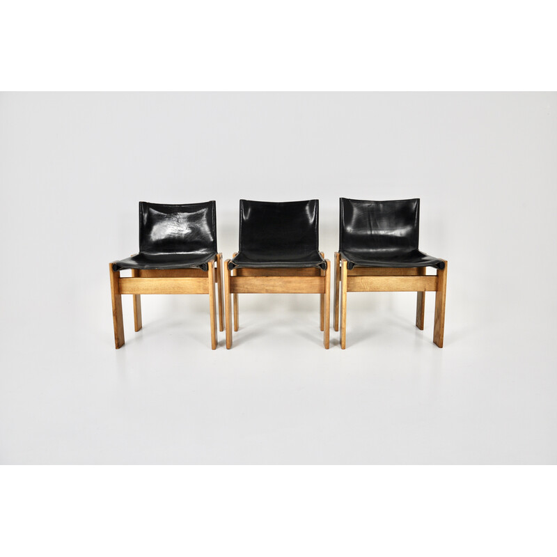 Conjunto de 3 sillas Monk vintage de Afra y Tobia Scarpa para Molteni, 1970