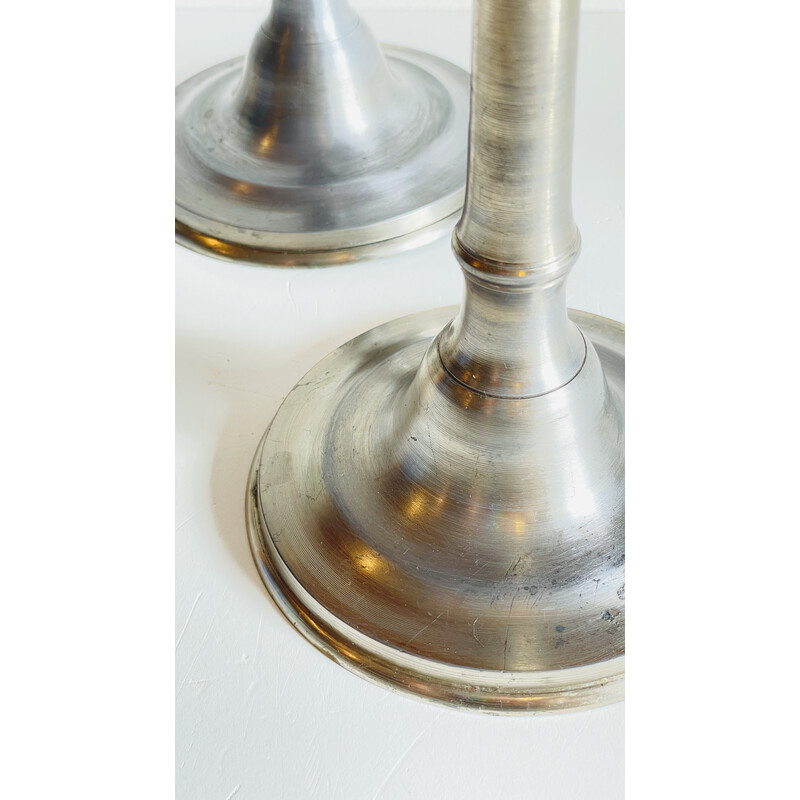 Pair of vintage pewter candlesticks