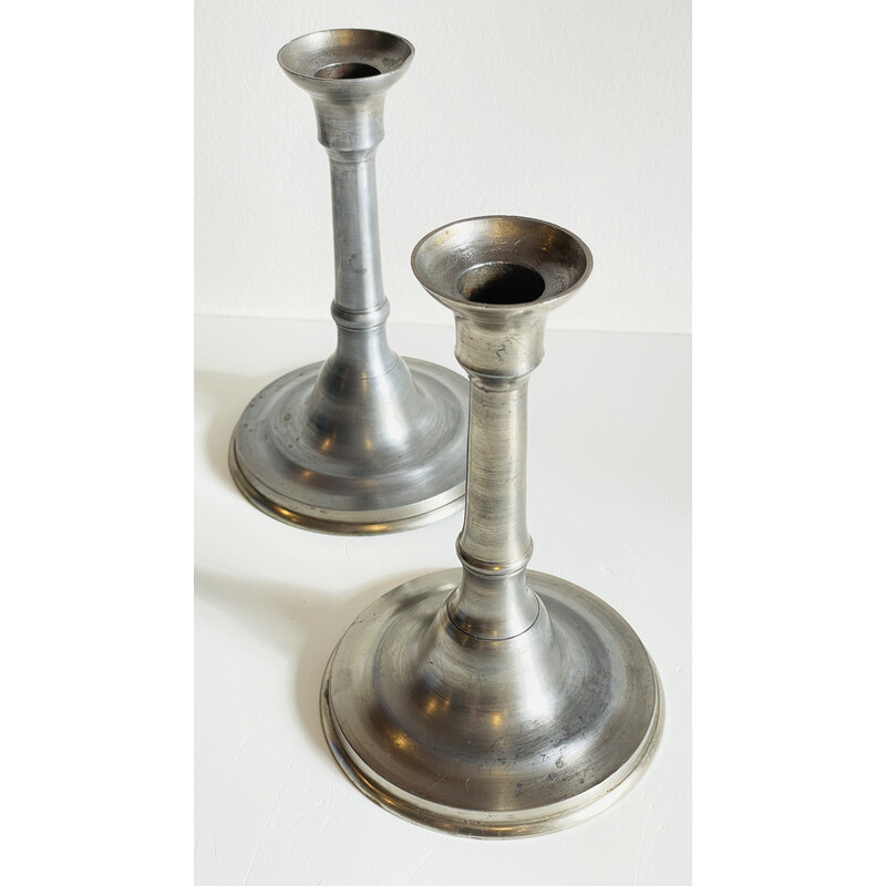 Pair of vintage pewter candlesticks