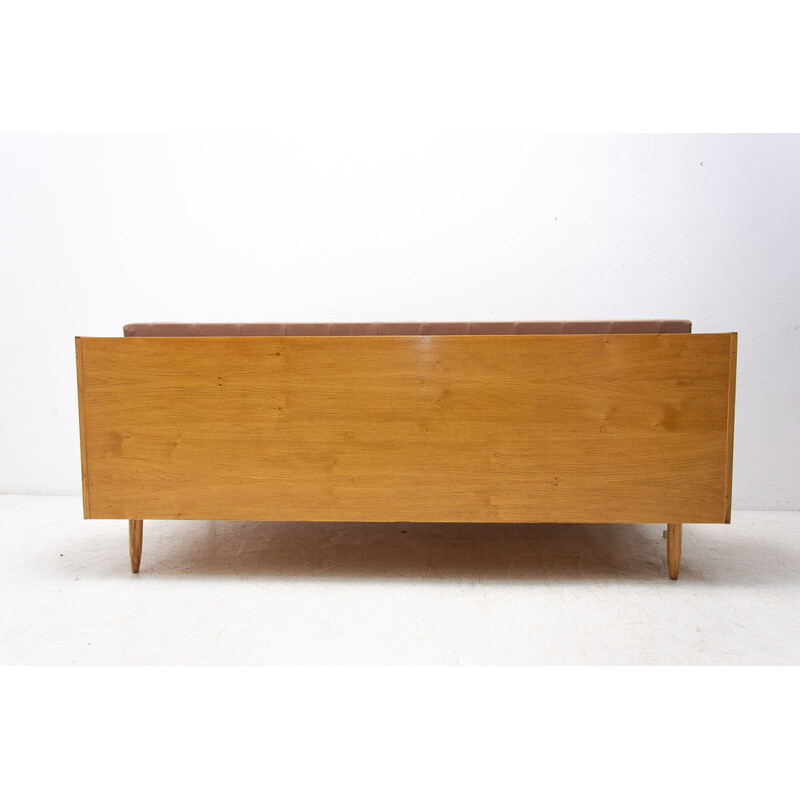 Vintage folding sofa bed in ash wood, Czechoslovakia 1960s