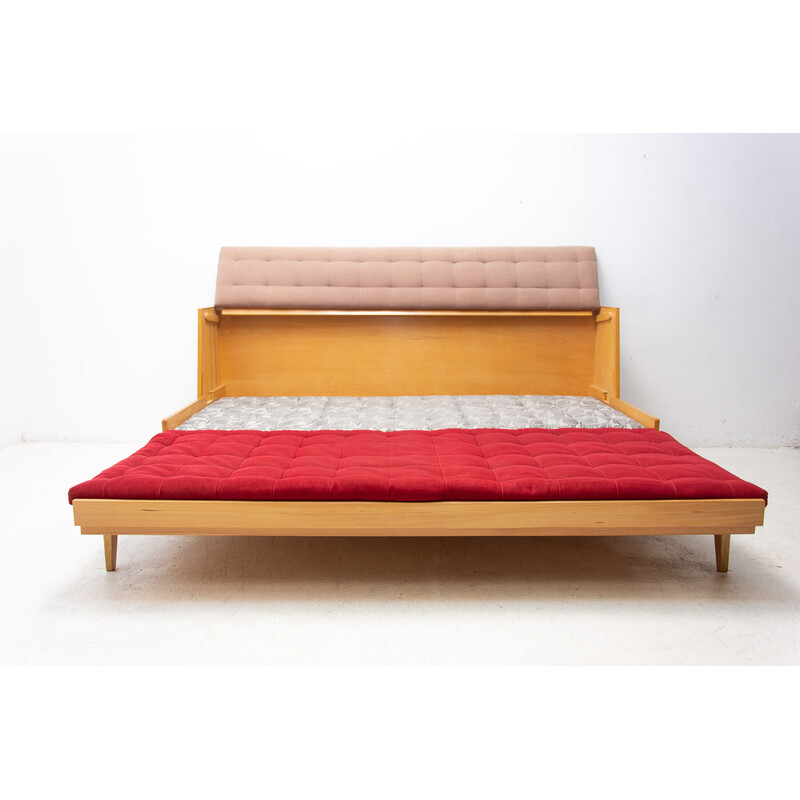 Vintage folding sofa bed in ash wood, Czechoslovakia 1960s