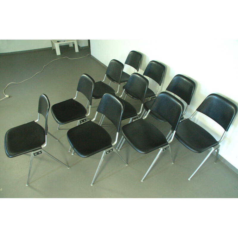 Set of 10 Stacking Chairs in Alloy from D. ALBINSON for Knoll Int. - 1960s