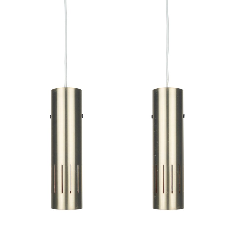 Pair of Danish vintage pendant lamps Trombone by Jo Hammerborg for Fog og Morup