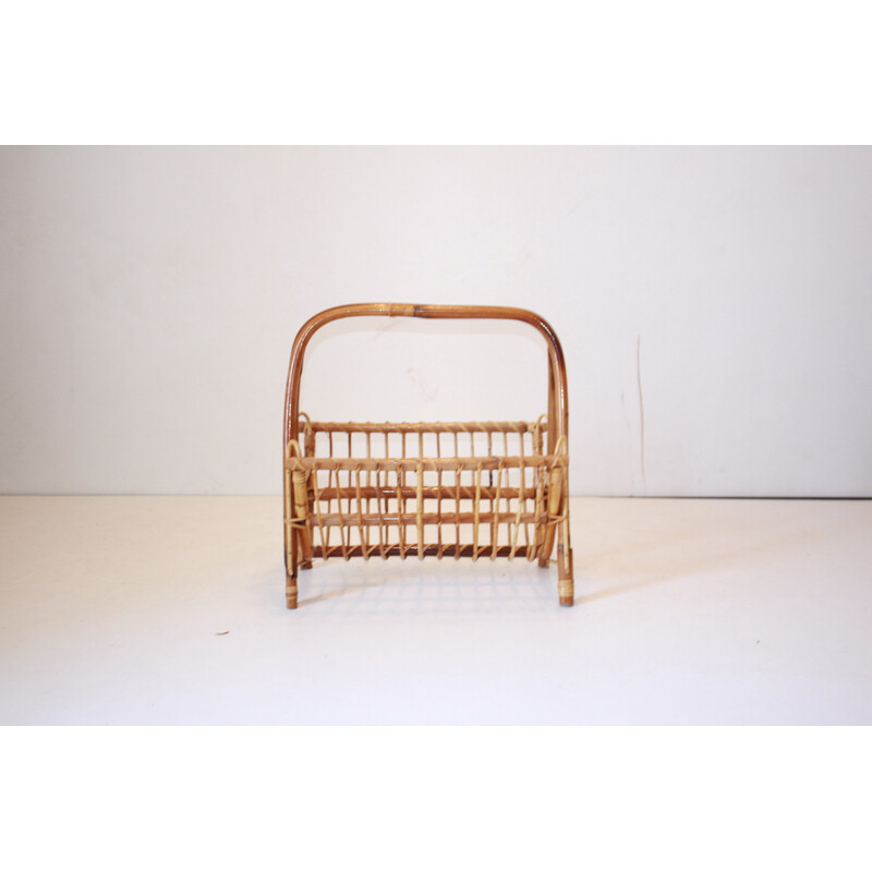 Vintage bamboo magazine rack by Franco Albini, 1960s