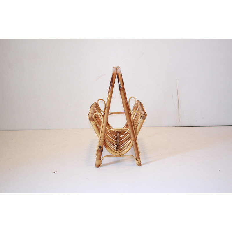 Vintage bamboo magazine rack by Franco Albini, 1960s