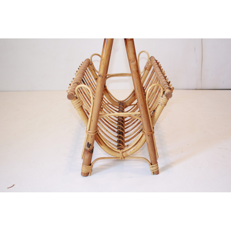 Vintage bamboo magazine rack by Franco Albini, 1960s