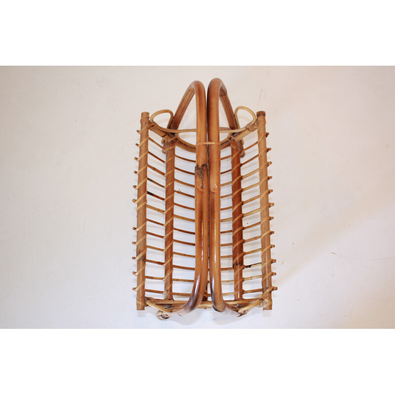 Vintage bamboo magazine rack by Franco Albini, 1960s