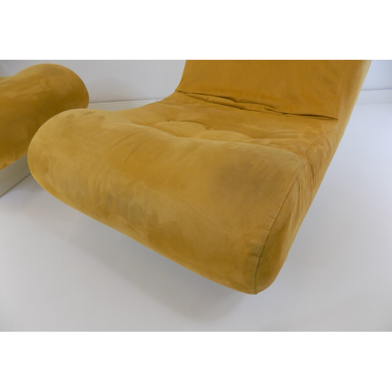 Paar vintage Alcantara fauteuils van Otto Zapf Sofalette, 1970