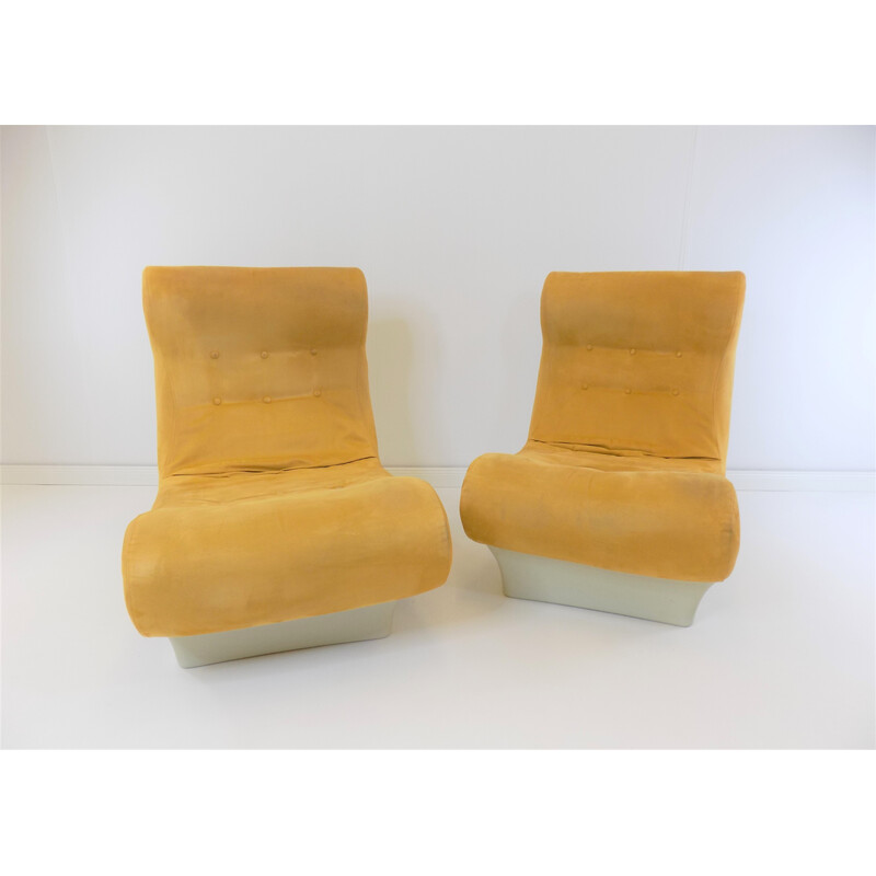 Paar vintage Alcantara fauteuils van Otto Zapf Sofalette, 1970