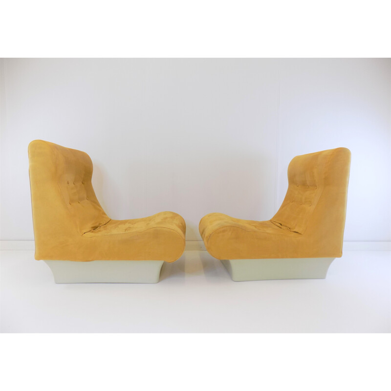 Paar vintage Alcantara fauteuils van Otto Zapf Sofalette, 1970