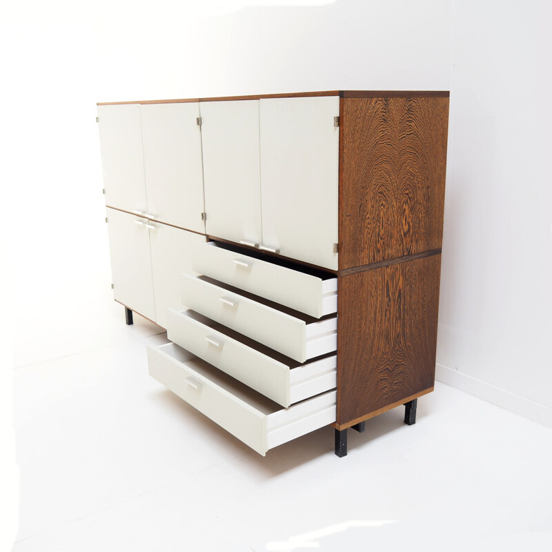 Vintage two-level sideboard in wengé and white by Cees Braakman for Pastoe