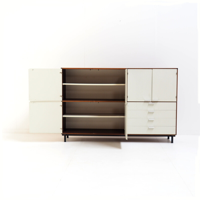 Credenza vintage a due livelli in wengé e bianco di Cees Braakman per Pastoe