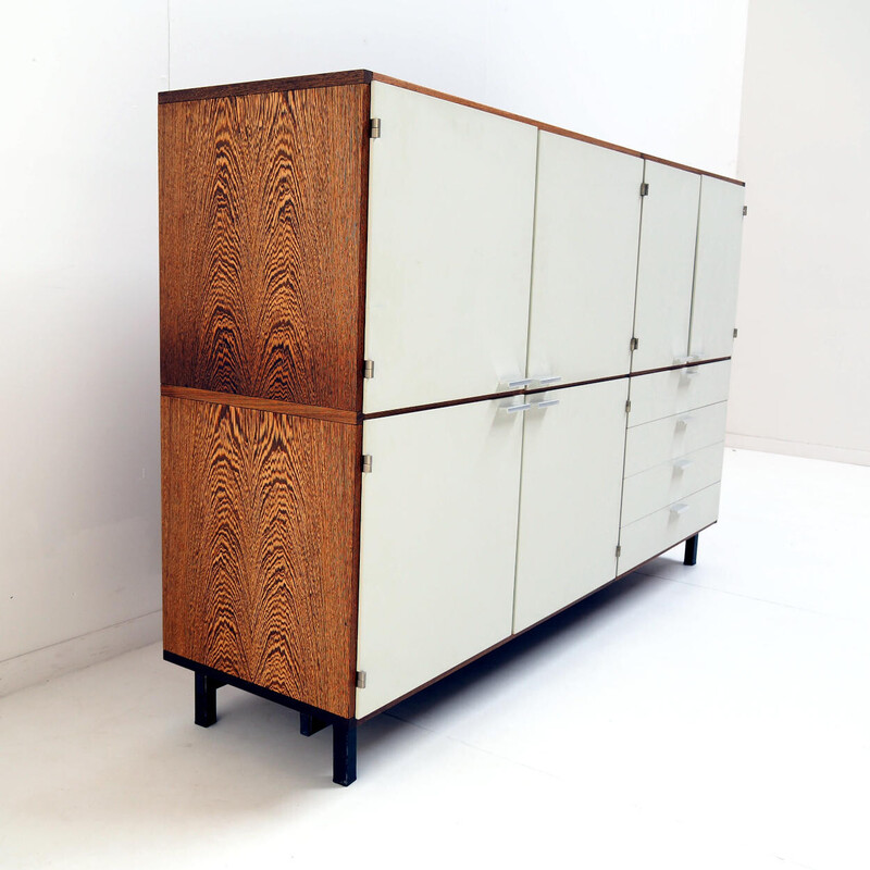 Vintage dressoir met twee niveaus in wengé en wit van Cees Braakman voor Pastoe