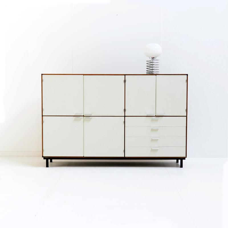 Vintage two-level sideboard in wengé and white by Cees Braakman for Pastoe