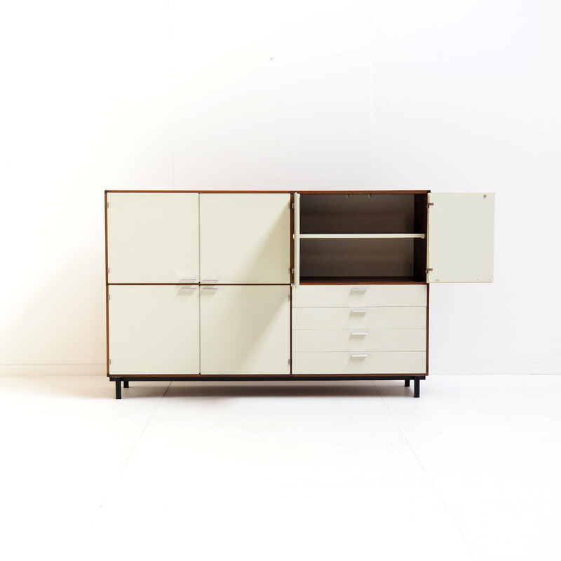 Vintage two-level sideboard in wengé and white by Cees Braakman for Pastoe