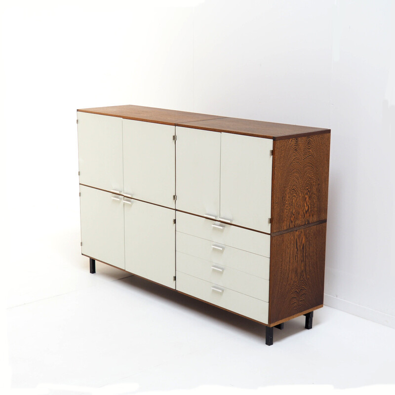 Vintage two-level sideboard in wengé and white by Cees Braakman for Pastoe